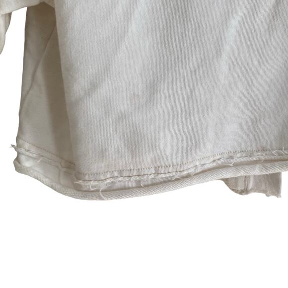 Womens We The Free Saturday White Taupe Cropped Distressed Shacket Size Small - Picture 10 of 16